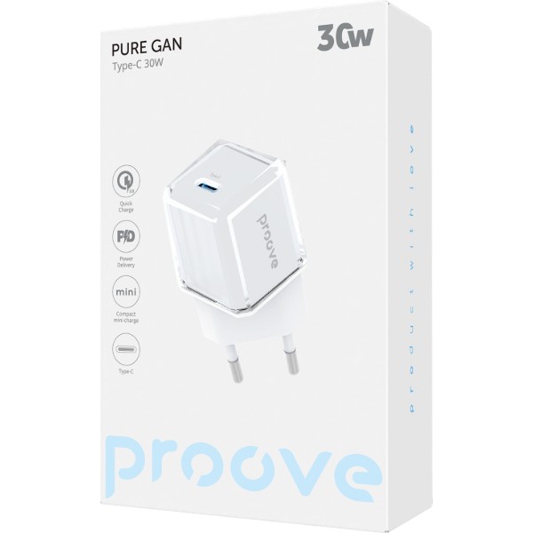 Фото - Сетевое зарядное устройство Proove Pure GaN 30W (Type-C) White (WCPU30012202)